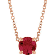 14K Rose 5.5 mm Lab-Grown Ruby 16-18" Necklace