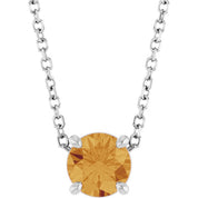 14K White 5.5 mm Natural Citrine 16-18" Necklace