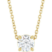 14K Yellow 5.5 mm Natural White Sapphire 16-18" Necklace