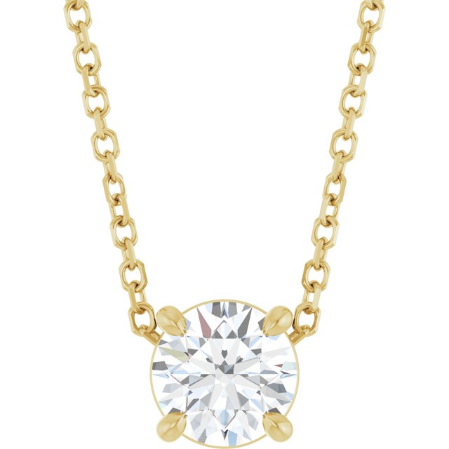 14K Yellow 5.5 mm Natural White Sapphire 16-18" Necklace