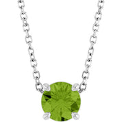 Sterling Silver 5.5 mm Natural Peridot 16-18" Necklace