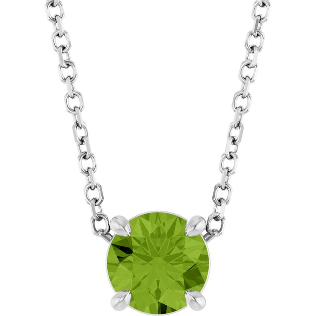 Sterling Silver 5.5 mm Natural Peridot 16-18" Necklace