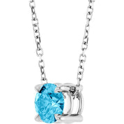 14K White 5.5 mm Natural Aquamarine 16-18" Necklace