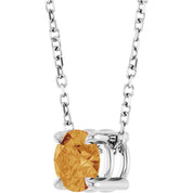 14K White 5.5 mm Natural Citrine 16-18" Necklace