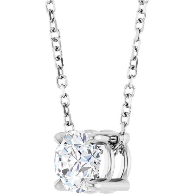 Sterling Silver 5.5 mm Natural White Sapphire 16-18" Necklace