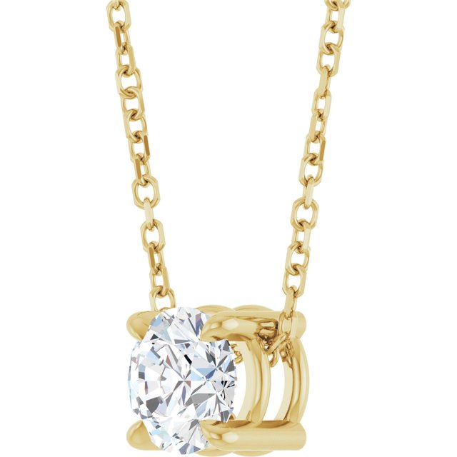 14K Yellow 5.5 mm Natural White Sapphire 16-18" Necklace