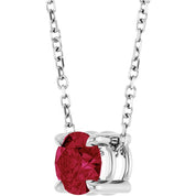 14K White 5.5 mm Lab-Grown Ruby 16-18" Necklace