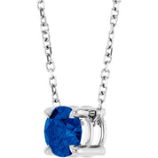 14K White 5.5 mm Natural Blue Sapphire 16-18" Necklace