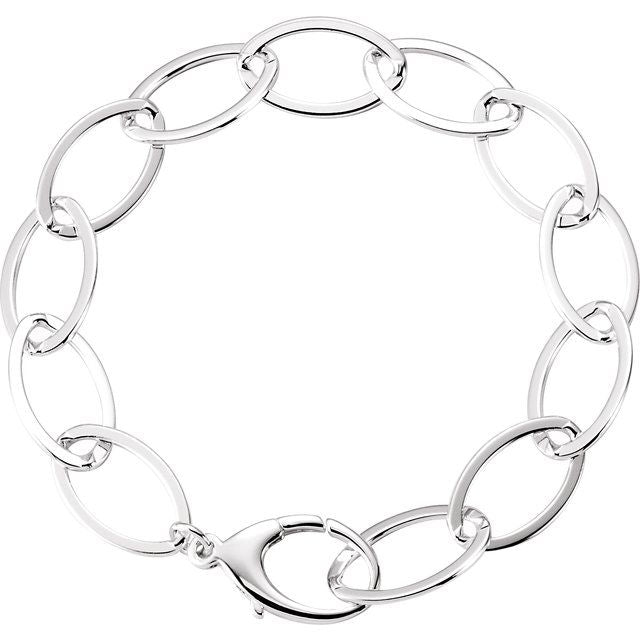 Sterling Silver 11.2 mm Cable 8" Bracelet