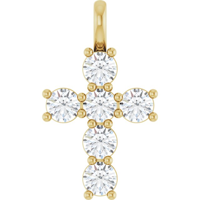10K Yellow 9/10 CTW Lab-Grown Diamond Pendant