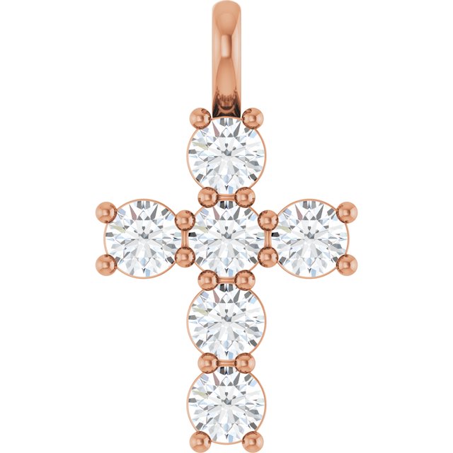 10K Rose 9/10 CTW Lab-Grown Diamond Pendant