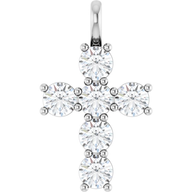 10K White 1 1/2 CTW Lab-Grown Diamond Pendant