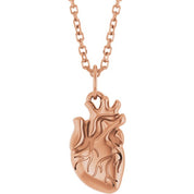 14K Rose Anatomical Heart 16-18" Necklace