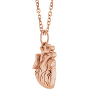 14K Rose Anatomical Heart 16-18" Necklace