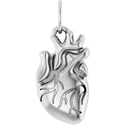 14K White Anatomical Heart Pendant