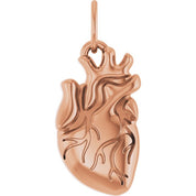 14K Rose Anatomical Heart Pendant