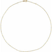 14K Yellow 2 mm Adjustable White Enamel Bead 15-16" Chain