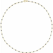 14K Yellow 2 mm Adjustable Black Enamel Bead 17-18" Chain