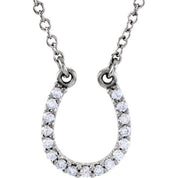 Platinum .08 CTW Natural Diamond Horseshoe 16" Necklace