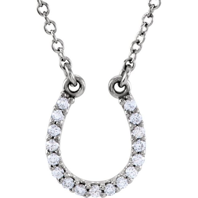 Platinum .08 CTW Natural Diamond Horseshoe 16" Necklace