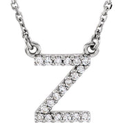 14K White .08 CTW Natural Diamond Initial Z 16" Necklace