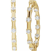 14K Yellow 1 CTW Lab-Grown Diamond Inside-Outside 25.1 mm Hoop Earrings