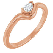 14K Rose 1/6 CT Natural Diamond Ring
