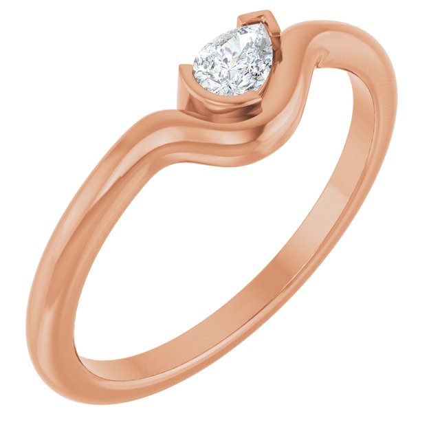 14K Rose 1/6 CT Natural Diamond Ring