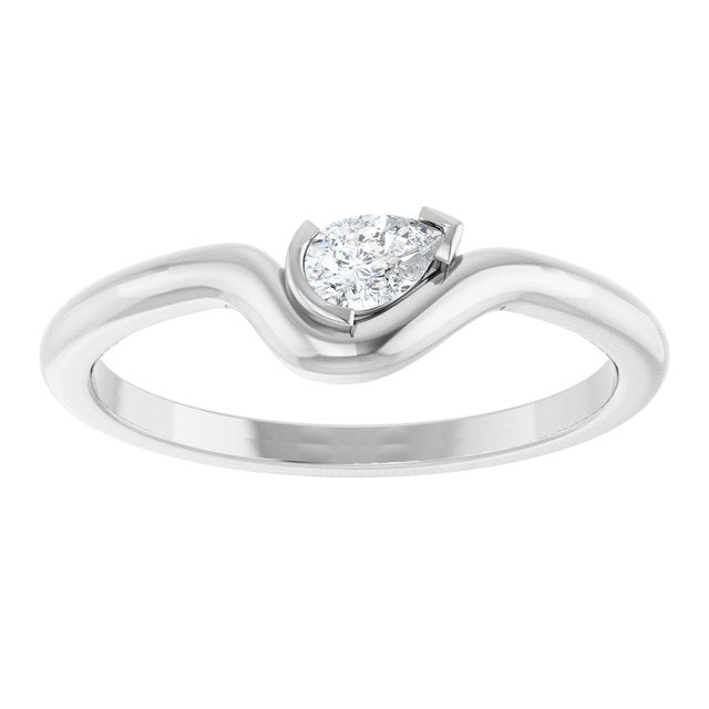 14K White 1/6 CT Natural Diamond Ring