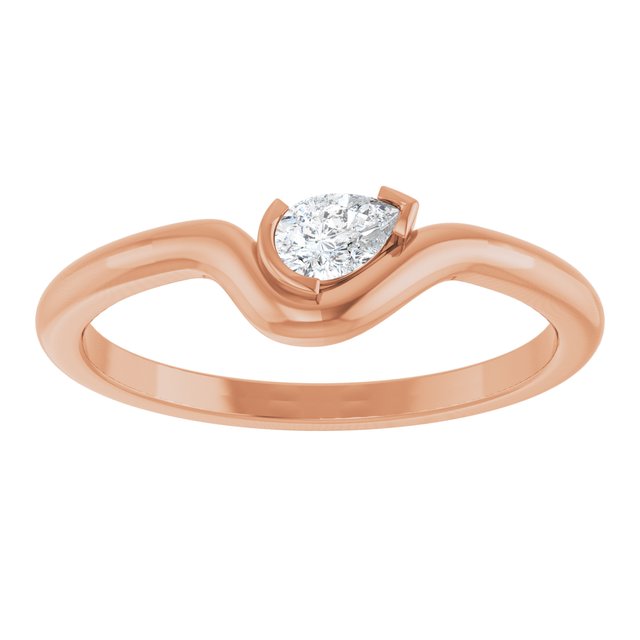14K Rose 1/6 CT Natural Diamond Ring