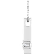 14K White 1/10 Natural Diamond Bar 16-18" Necklace