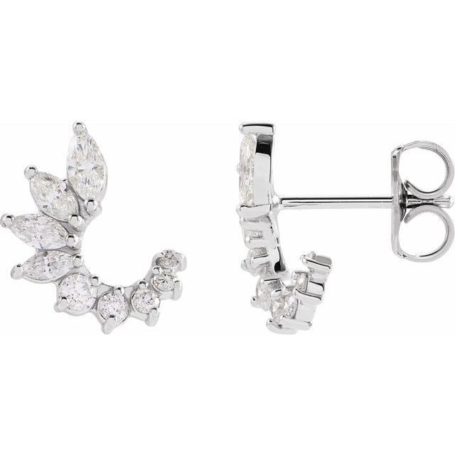 14K White 1/2 CTW Natural Diamond Front-Back Earrings