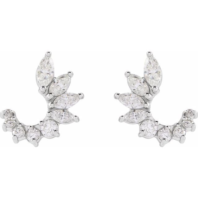 14K White 1/2 CTW Natural Diamond Front-Back Earrings