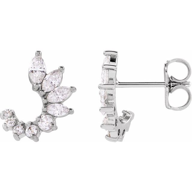 Sterling Silver 1/2 CTW Natural Diamond Front-Back Earrings