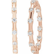 14K Rose 1 CTW Lab-Grown Diamond Inside-Outside 25.1 mm Hoop Earrings