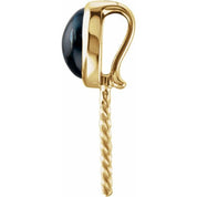 14K Yellow 7x5 mm Natural London Blue Topaz Semi-Set Pendant for 10-15 mm Pearl