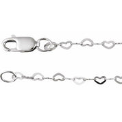 Sterling Silver 1.9 mm Heart 7" Chain