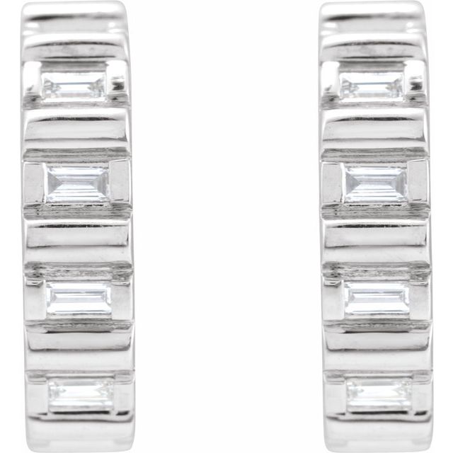 Sterling Silver 1/5 CTW Natural Diamond 11.6 mm Hoop Earrings
