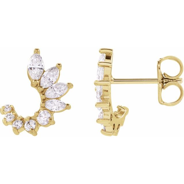 14K Yellow 1/2 CTW Natural Diamond Front-Back Earrings
