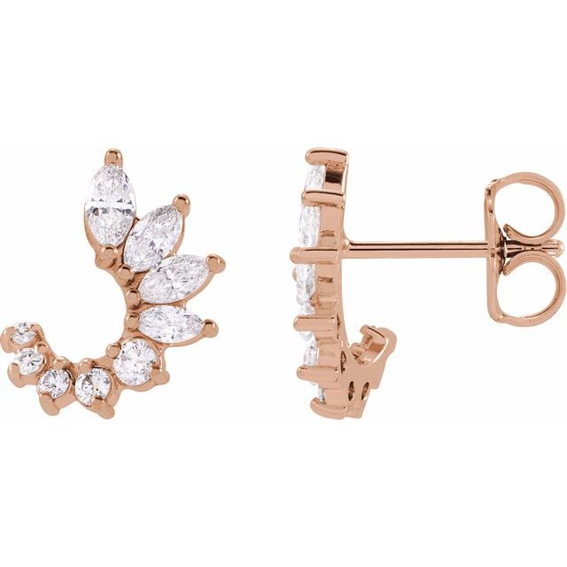 14K Rose 1/2 CTW Natural Diamond Front-Back Earrings