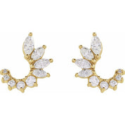 14K Yellow 1/2 CTW Natural Diamond Front-Back Earrings