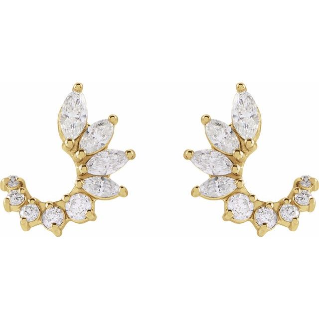 14K Yellow 1/2 CTW Natural Diamond Front-Back Earrings