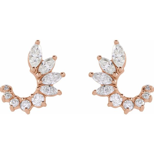 14K Rose 1/2 CTW Natural Diamond Front-Back Earrings