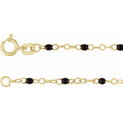 14K Yellow 2 mm Adjustable Black Enamel Bead 6-7" Chain