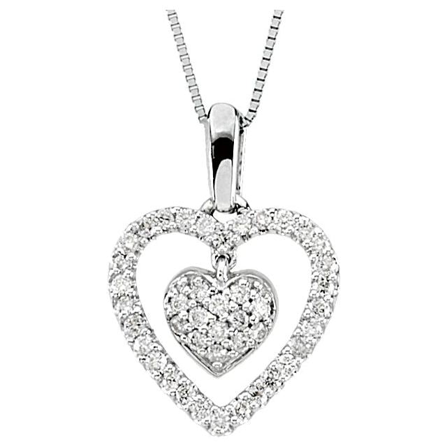 14K White 1/4 CTW Natural Diamond Heart 18" Necklace