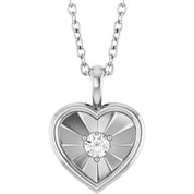 14K White 1/10 CT Natural Diamond Heart 18" Necklace