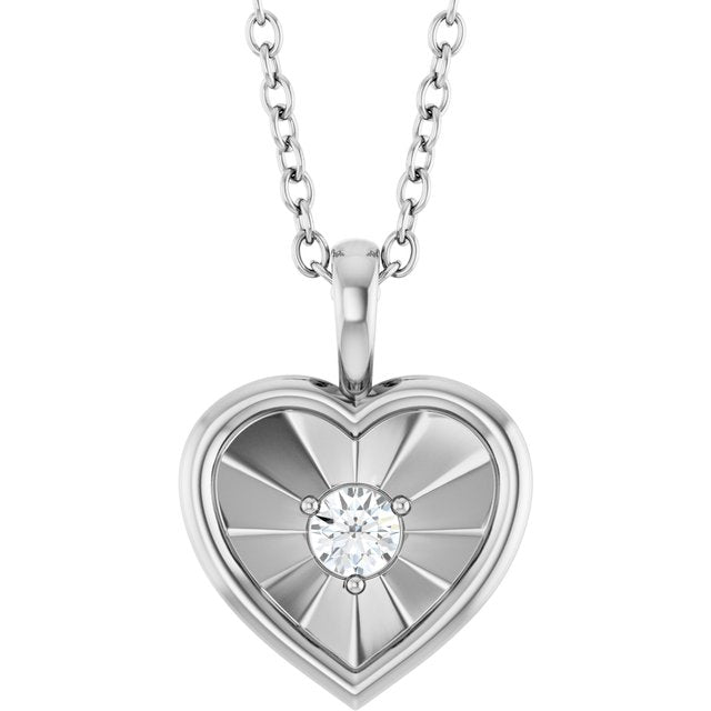 Platinum 1/10 CT Natural Diamond Heart Pendant