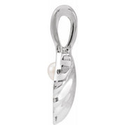Sterling Silver 1-Stone Cultured White Seed Pearl Family Shell Pendant
