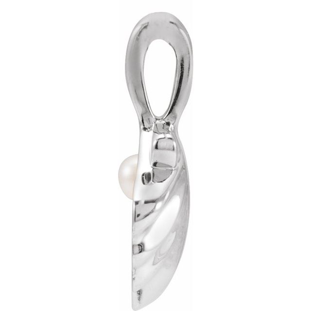 Platinum 1-Stone Cultured White Seed Pearl Family Shell Pendant