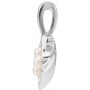 Platinum 3-Stone Cultured White Seed Pearl Family Shell Pendant